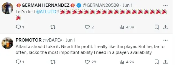 Reacciones de la afición del Atlanta a la posible salida de Giorgos