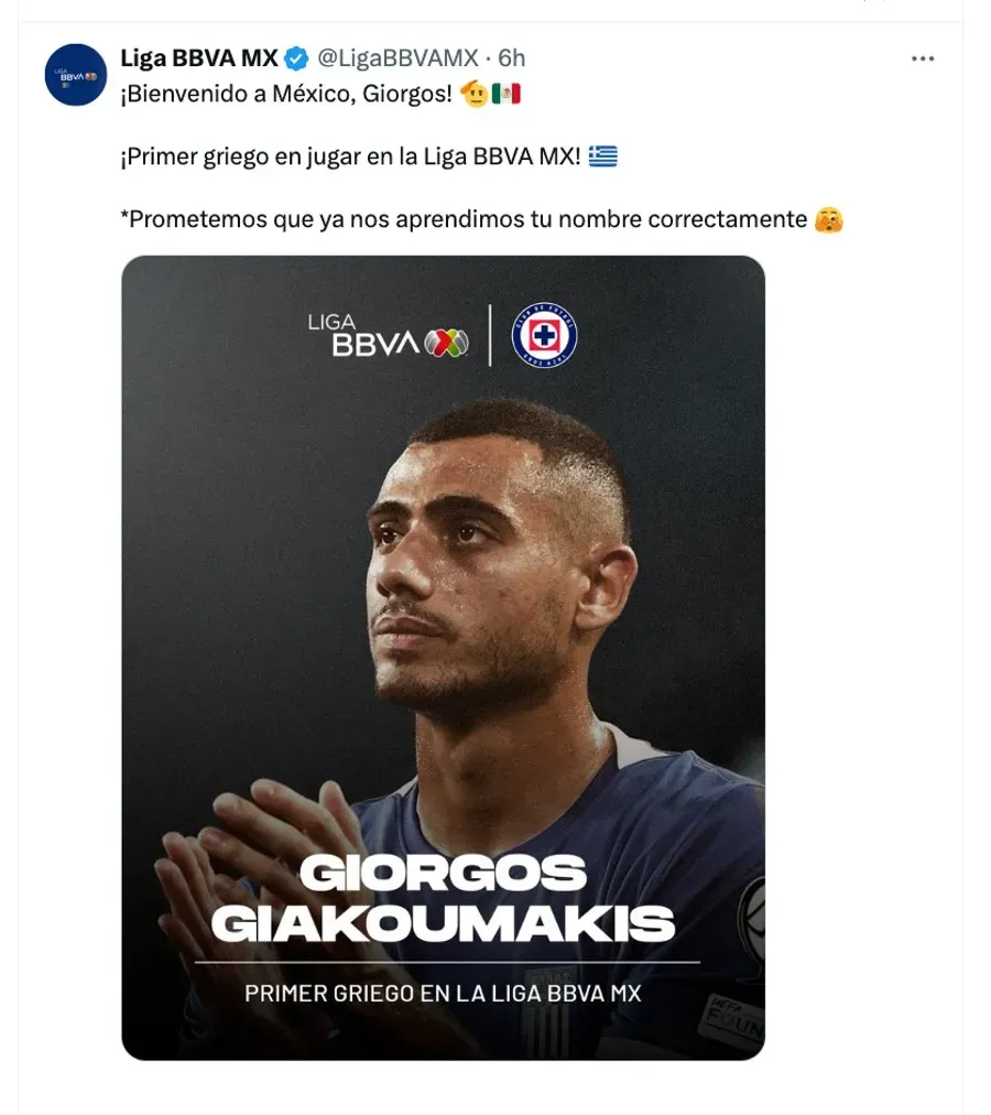 La Liga MX corrige su error con GIORGOS.