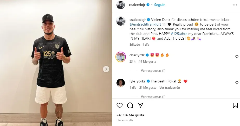 Publicación de Carlos Salcedo en redes sociales