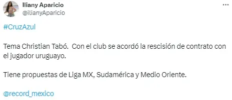 Cruz Azul y Tabó ya no están más unidos. (@IlianyAparicio)