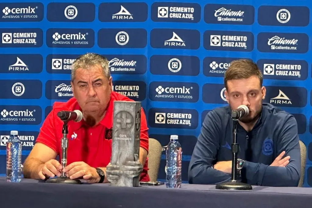 Martín Anselmi en conferencia de prensa, previa al partido amistoso contra América de Cali.