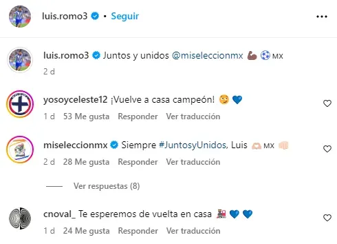 Reacciones de la afición en Instagram