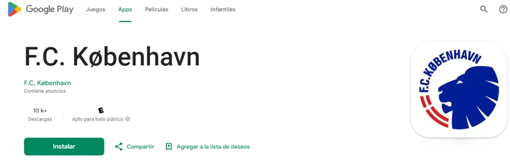 Aplicación del FC Copenhague
