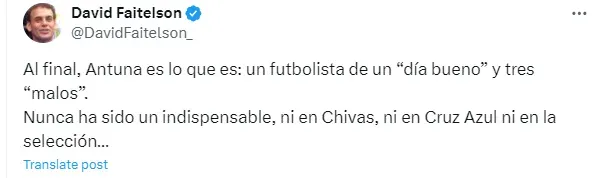Publicación de David Faitelson