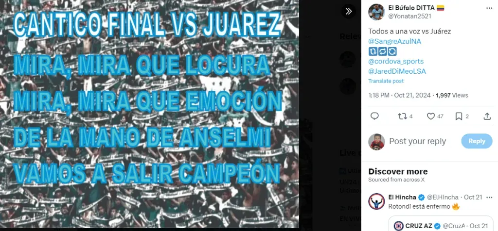 Canción que proponen los fanáticos