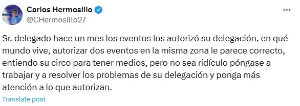 Tuit de Carlos Hermosillo