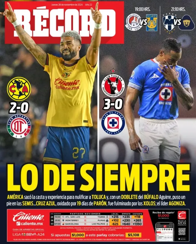La polémica portada de Récord contra Cruz Azul.