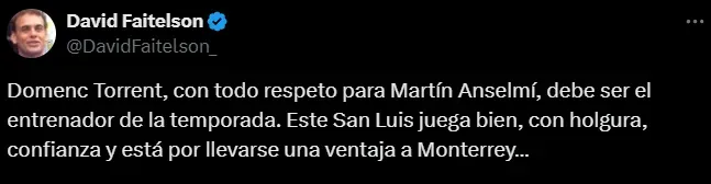 Faitelson eligió a Torrent por sobre Anselmi. (@DavidFaitelson_)