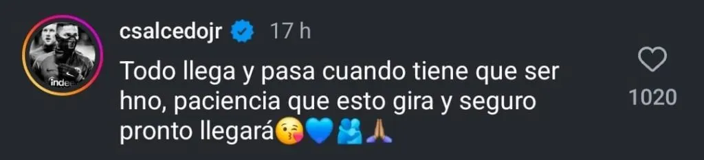 La respuesta de Salcedo a Charly en redes. (@csalcedojr)