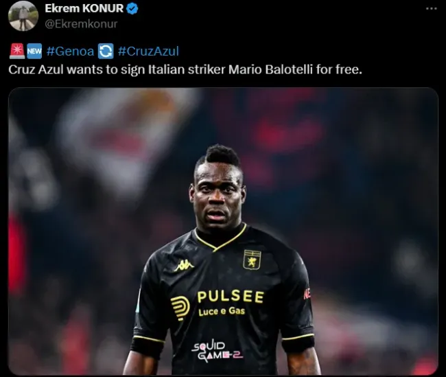 Cruz Azul busca a Balotelli libre y ahora. (@ekremkonur)