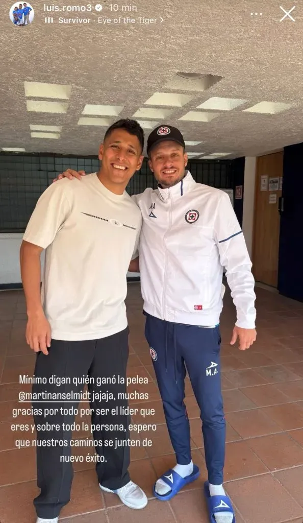 La foto que subió Luis Romo para desmentir lo de Anselmi. (@luis.romo3)