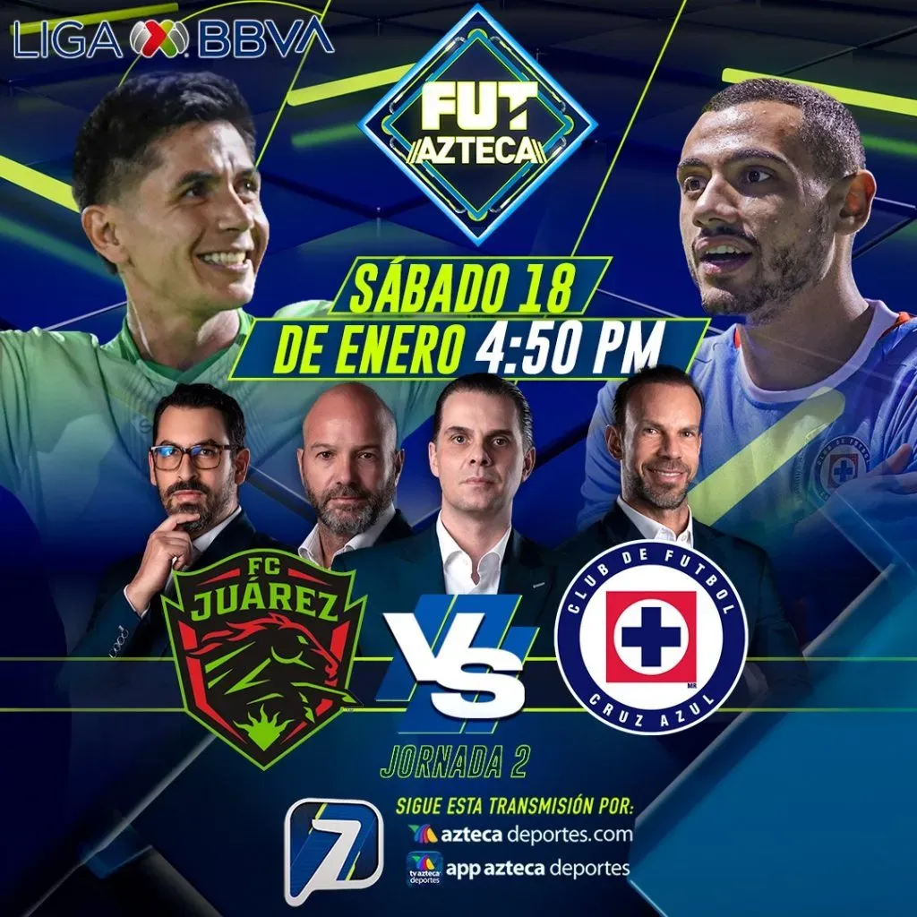 Se confirmó la televisora que transmitirá el Juárez vs. Cruz Azul (@AztecaDeportes)