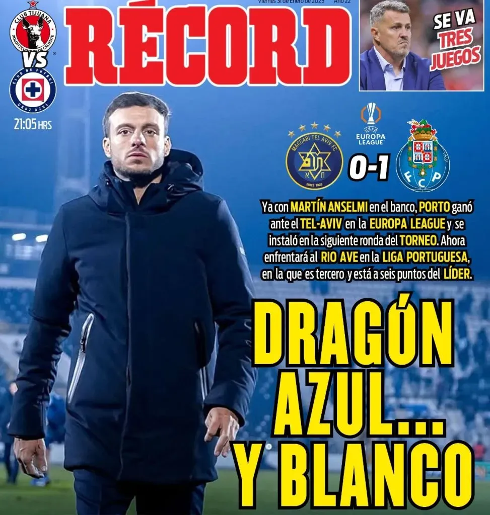 La portada de periódico sobre Martín Anselmi que molestó a Cruz Azul (Récord)