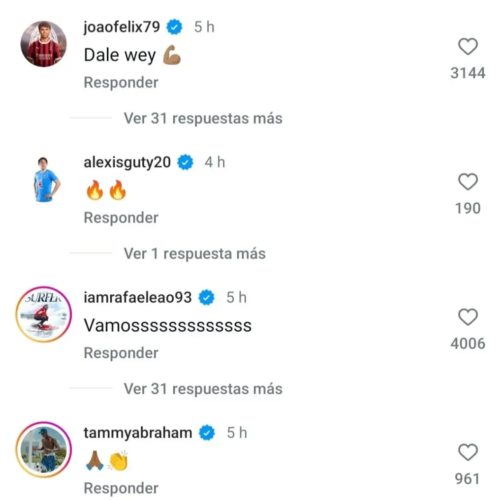 Reacciones a la publicación del Bebote en Instagram
