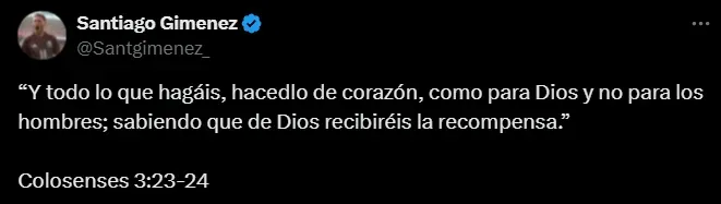 El mensaje de Santi Giménez en redes tras consagrarse con México. (@santgimenez_)