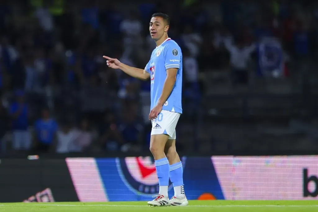 MEXICO CITY, MEXICO – MARCH 15: Andres Montano of Cruz Azul celebrates after scoring the team’s third goal during the 12th round match between Cruz Azul and Atletico San Luis as part of the Torneo Clausura 2025 Liga MX at Estadio Olimpico Universitario on March 15, 2025 in Mexico City, Mexico. (Photo by Agustin Cuevas/Getty Images)
