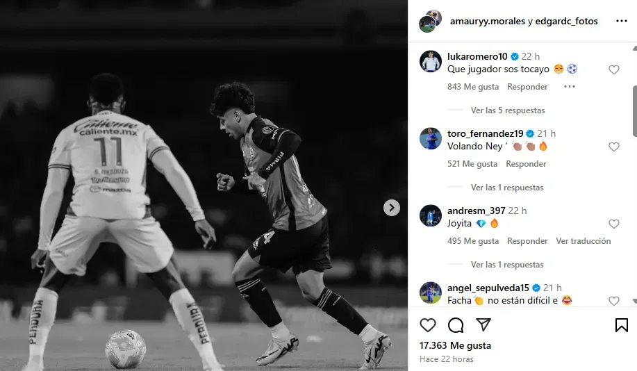 Publicación de Amaury Morales en Instagram
