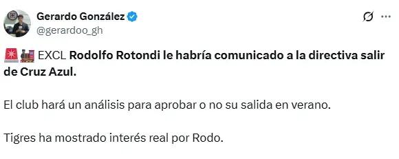 Información de González en X