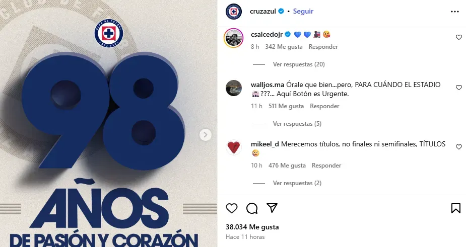 Publicación de Cruz Azul