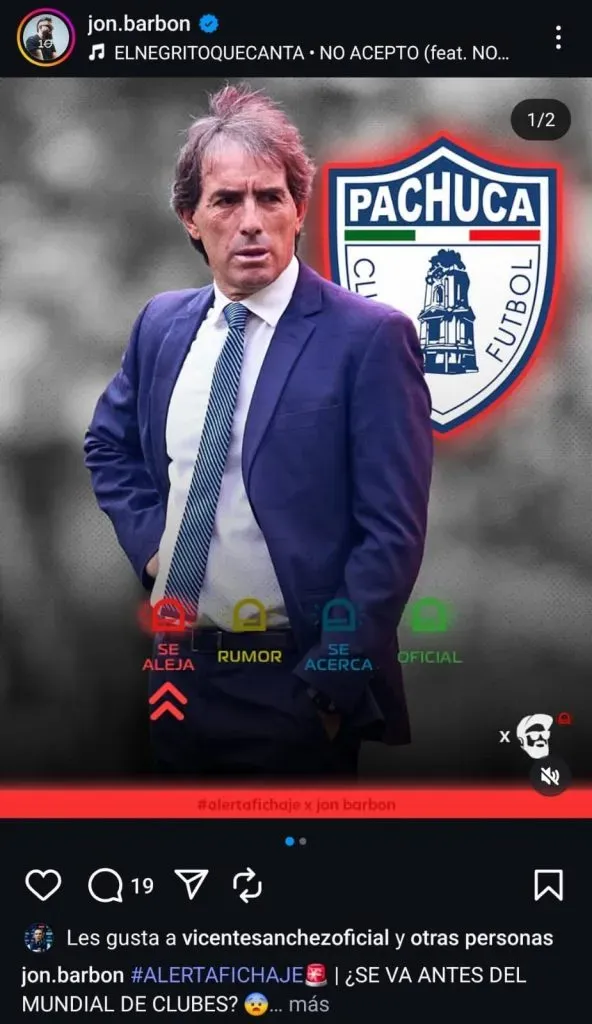 Vicente Sánchez “reaccionó” a un post sobre Guillermo Almada. (@jon.barbon)