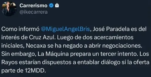 Información de Ike Carrera en X