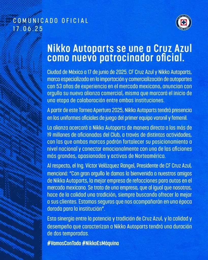Cruz Azul le dio la bienvenida a un nuevo “refuerzo” (Oficial Cruz Azul)