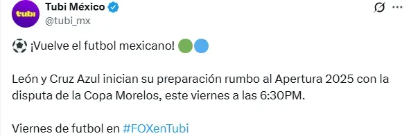 Publicación de Tubi en sus redes sociales