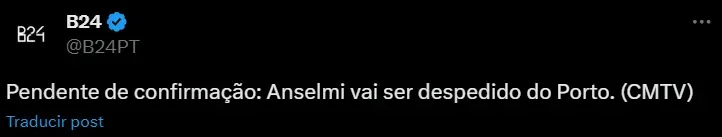“Anselmi va a ser despedido del Porto”. (X)