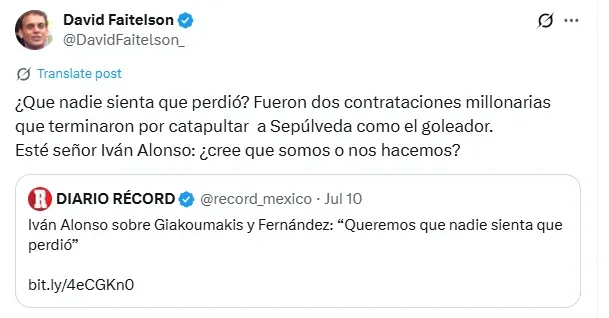 Publicación de David Faitelson