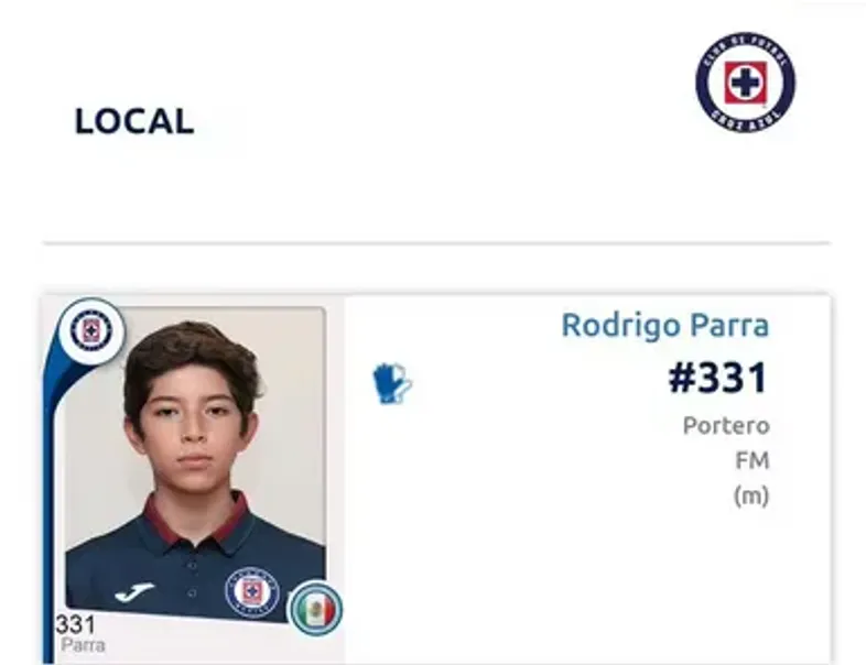 Parra registrado en Cruz Azul (Liga MX).