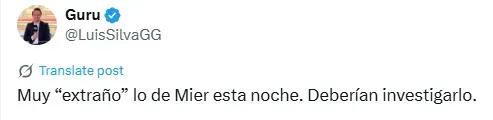 Tuit de periodista de Fox Sports