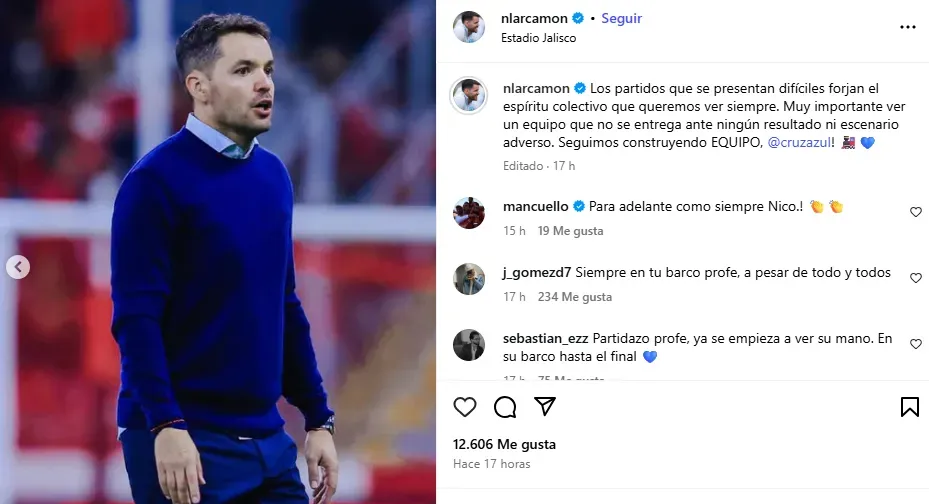 Mensaje de Nicolás Larcamón