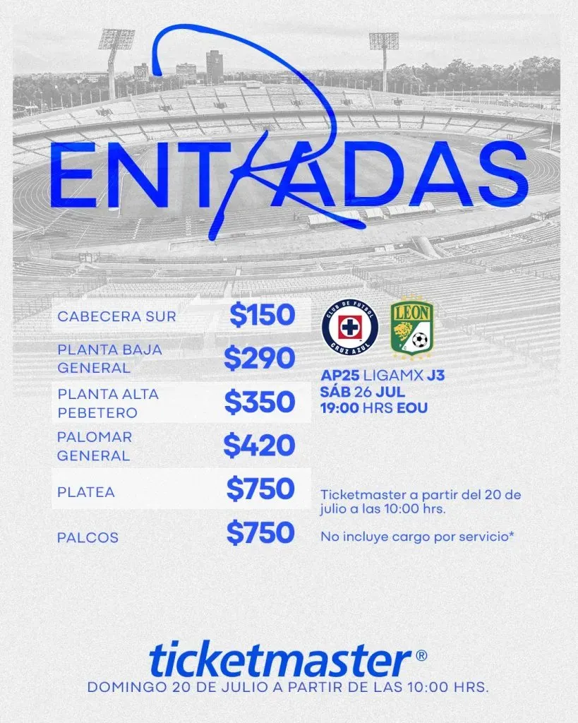 Boletos para Cruz Azul vs. Club León: precios en Ticketmaster (Cruz Azul)