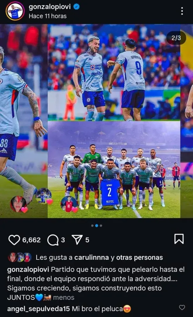 Gonzalo Piovi y un mensaje para todo Cruz Azul. (@gonzalopiovi)