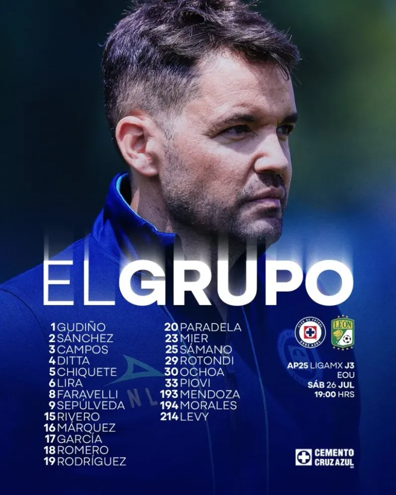 Larcamón excluyó a Bogusz vs León (@CruzAzul).