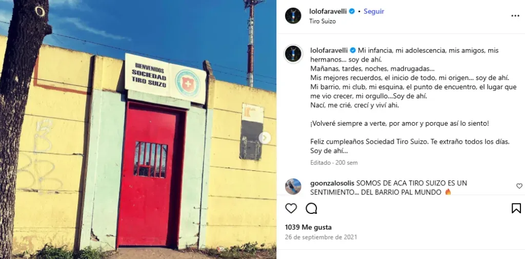 Publicación de Lorenzo Faravelli en IG
