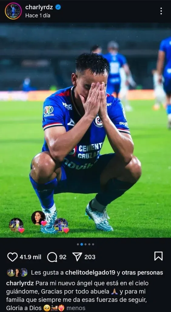 El posteo de Charly Rodríguez dedicado a su abuela. (@charlyrdz)