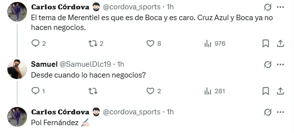 Información de Carlos Córdova en X