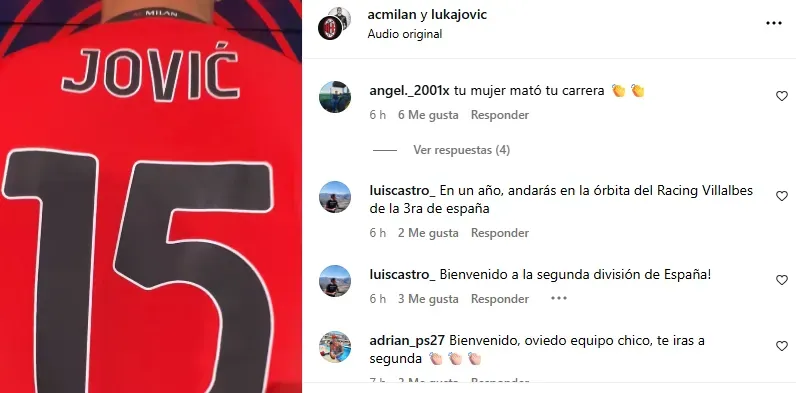 Reacciones en las redes de Jovic