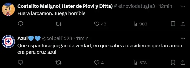 Aficionados de Cruz Azul contra Larcamón. (X)