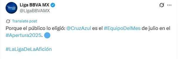 Publicación de la Liga MX