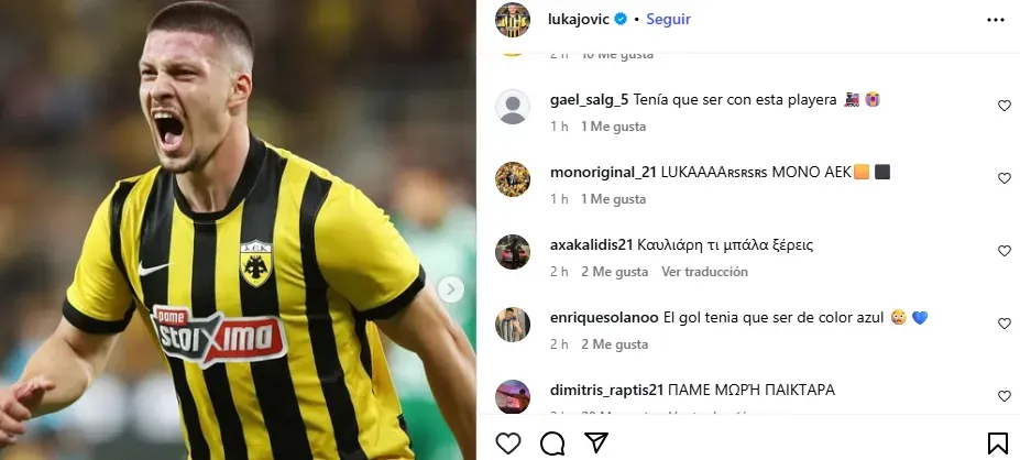 Reacciones al gol de Jovic