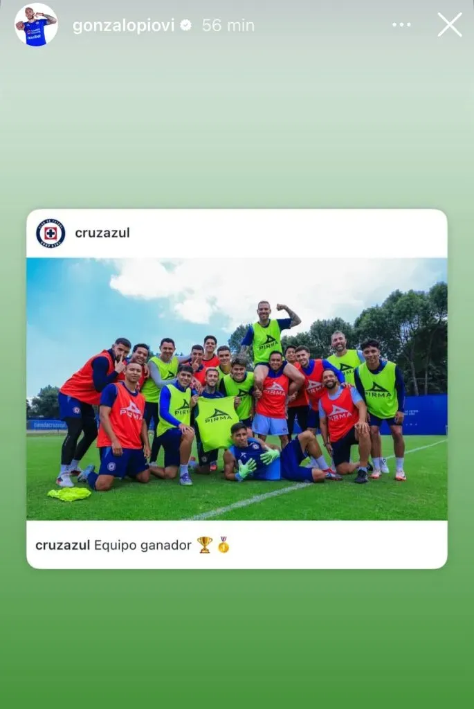 Gonzalo Piovi dejó en evidencia su compromiso con Cruz Azul (Instagram)
