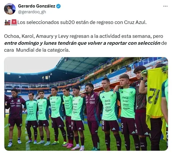 Se confirmó si los seleccionados sub-20 estarán contra Pachuca (X)