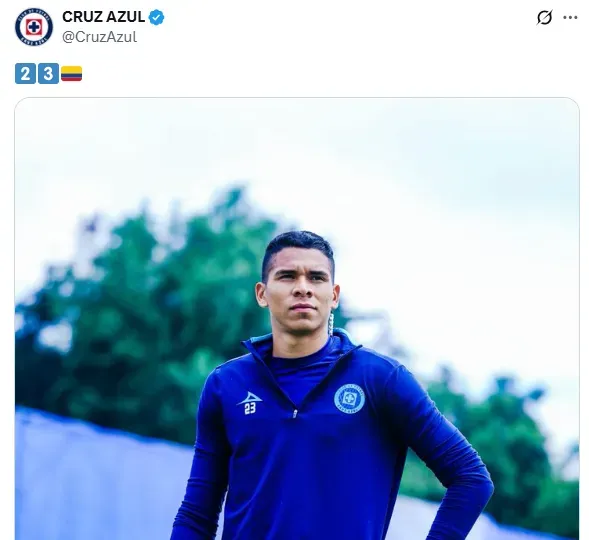 Publicación de Kevin Mier en las redes de Cruz Azul
