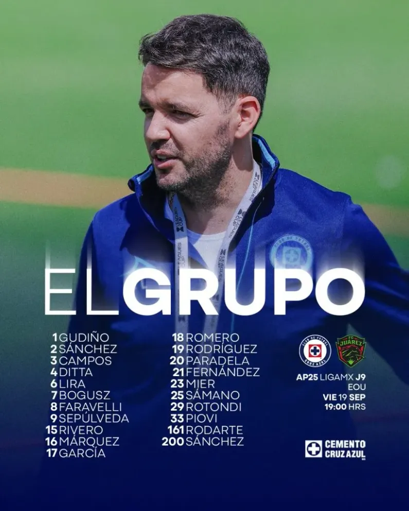 Cruz Azul confirmó la convocatoria de Emmanuel Sánchez (@Cruz Azul X).