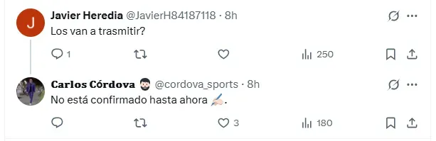 Respuesta de Carlos Córdova a un usuario en X