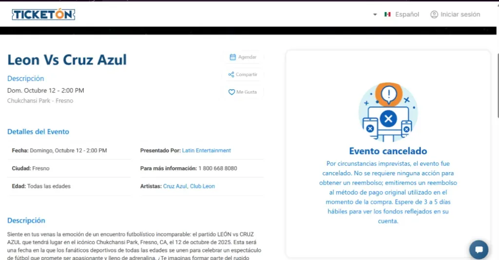 La organización del evento informó de la cancelación
