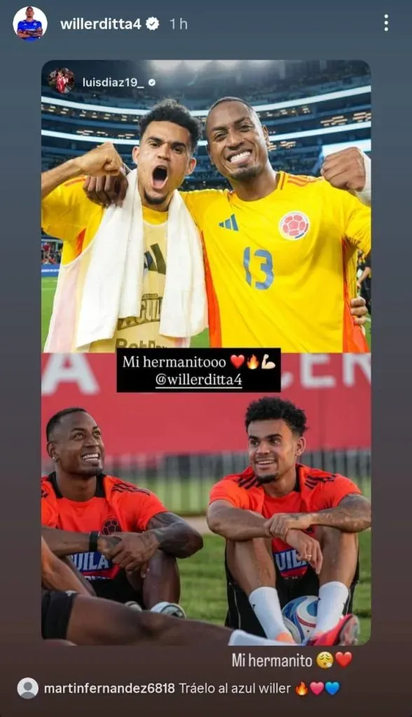 Afición de Cruz Azul pide a Luis Díaz. (Instagram Ditta)