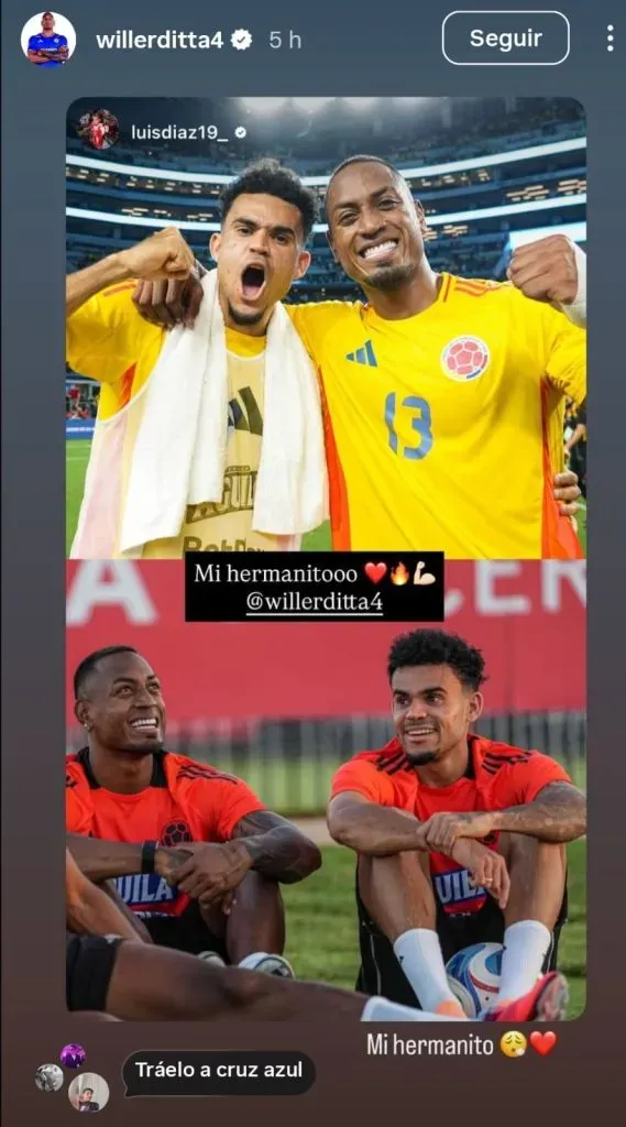 Afición de Cruz Azul pide a Luis Díaz. (Instagram Ditta)